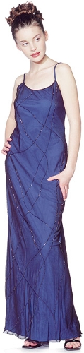 Line Beadwork Full Length Formal Dress