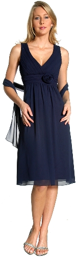 Knee Length Shirred Flower Party Dress