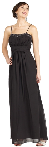 Shirred Formal Dress with Spaghetti Straps