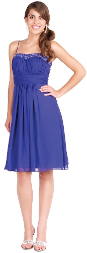 Shirred Party Dress with Spaghetti Straps