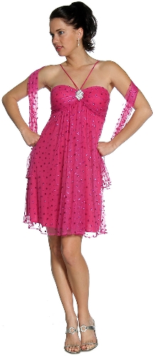 V-Neck Spaghetti Strapped Short Party Dress