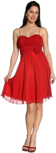 Spaghetti Strapped Chiffon Prom Dress with Waist Flower