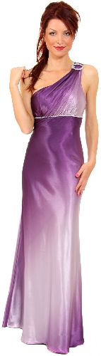 Two Tone Single Shoulder Satin Evening Dress