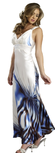 V-neck Formal Evening Gown with a Hem Design