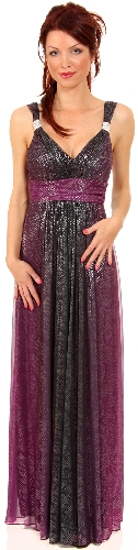 Two Tone Metallic Print Long Formal Evening Dress