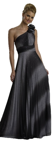 Two-tone Single Shoulder Shimmering Formal Evening Dress