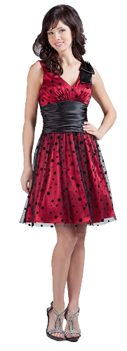 V-neck Short Polka Dot Party Dress  