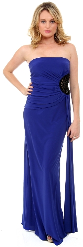 Strapless Ruched Cutout Detail Long Homecoming Dress 