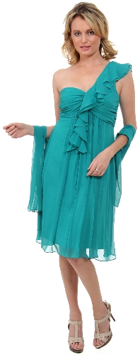 Ruffled One Shoulder Short Party Dress
