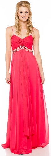 Bejeweled Empire Waist Long Formal Bridesmaid Dress
