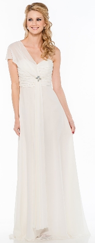 Single Sleeve & Sash Long Formal Bridesmaid Dress