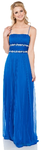 Bejeweled Waist Spaghetti Straps Formal Bridesmaid Dress