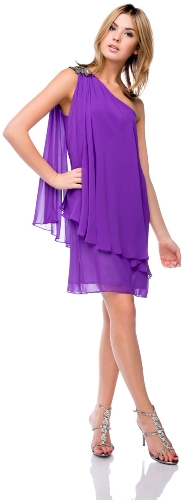 Roman Inspired One Shoulder Draped Cocktail Party Dress 