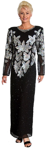 Multi Floral Handbeaded Formal Evening Dress