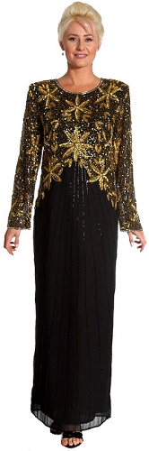Long Sequined Floral Formal Dress