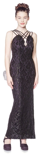 Crossed Strapped Full Length Formal Dress