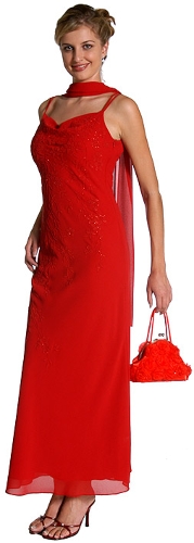 Shimmery Floral Patterned Long Formal Dress