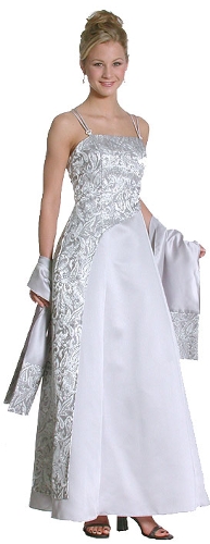 A-line Formal Prom Dress with Shimmer Paisley Material