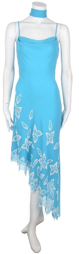 Spaghetti Strap Asymmetric Dress with Floral Design