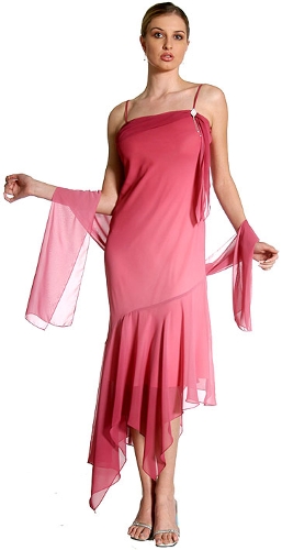 Asymmetric Diamond Brooch Formal Dress