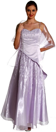 Multiple Flower Prom Dress on Satin and Organza