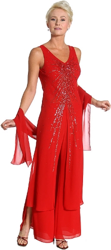 2 Piece Beaded Pant Dress