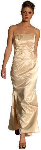 Strapless Floral Beaded Mermaid Cut Formal Prom Dress