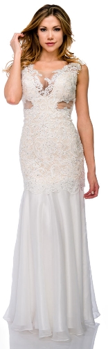 Sexy Mermaid Style Lace Bodice Long Formal Prom Dress