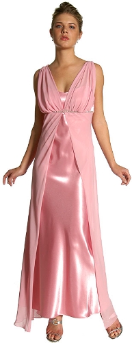 Layered Satin Rhinestone Formal Dress