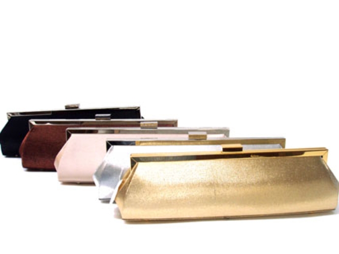 Satin Evening Bag with Metal Frame