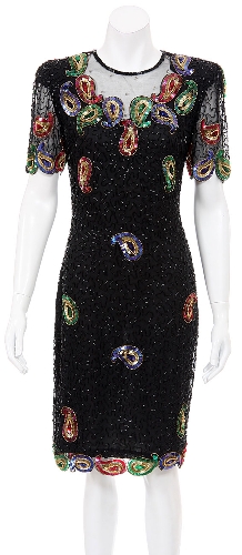 Colorful Drops Hand Beaded Short Dress