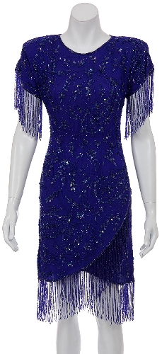Deep Rain Hand Beaded Short Dress