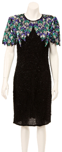 Keyhole Back Knee Length Sequined Formal Party Dress