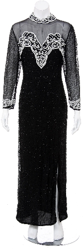See Thru Bodice and Beads Long Gown