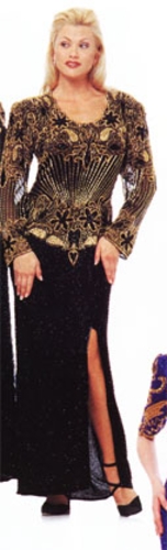 Side Slit Hand Beaded Long Gown