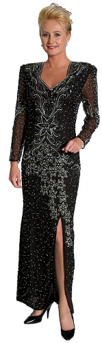 Keyhole and Flowers Beaded Gown