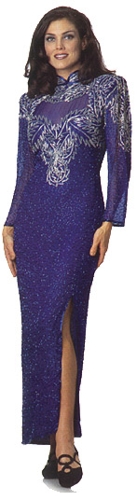 Chinese Collared See-Thru Bodice Gown