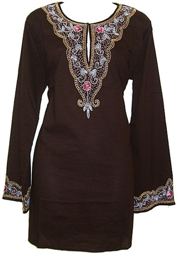 Long Sleeve Beaded Embroidered Top