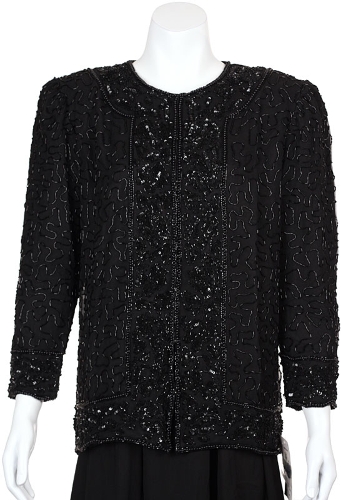 Asymmetric Hand Beaded Jacket with Floral Border