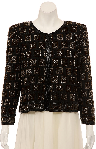 Hand Beaded Box Print Jacket
