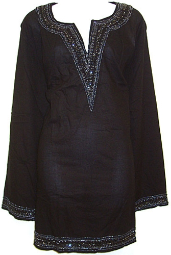 Long Sleeve Beaded Embroidered Top 