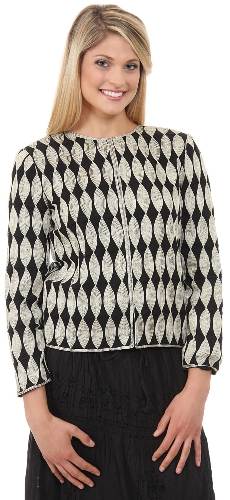 Full Sleeves Leaf Patterned Embroidery Jacket