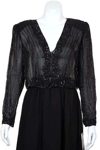 V-neck See-through Beaded Jacket 