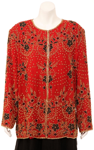Hand Beaded Floral Design Formal Jacket