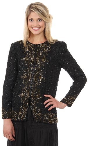 Round Neck Full Sleeves Beaded Jacket