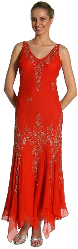 Asymmetric Sleeveless Sequin Beaded Formal Dress