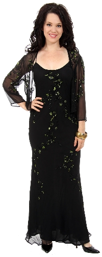 Two piece Full Length Beaded Formal Dress