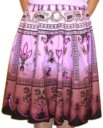 Sequined Multi-Color Print Skirt
