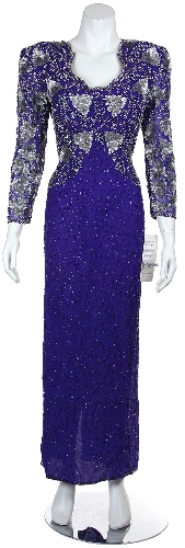 Floral Beaded Full Length Sequined Formal Gown 