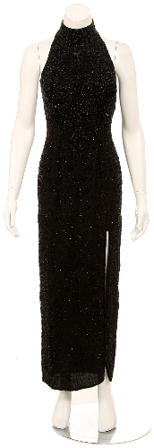Flowered Top Hand Beaded Formal Dress